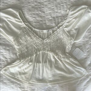 NEVER WORN Altar’d State White Smocked Peplum Blouse